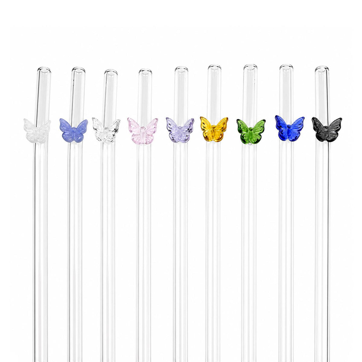 Colorful Butterfly Glass Straw