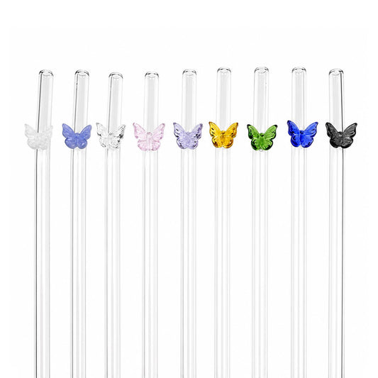 Colorful Butterfly Glass Straw