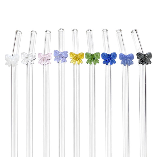 Colorful Bow Glass Straw