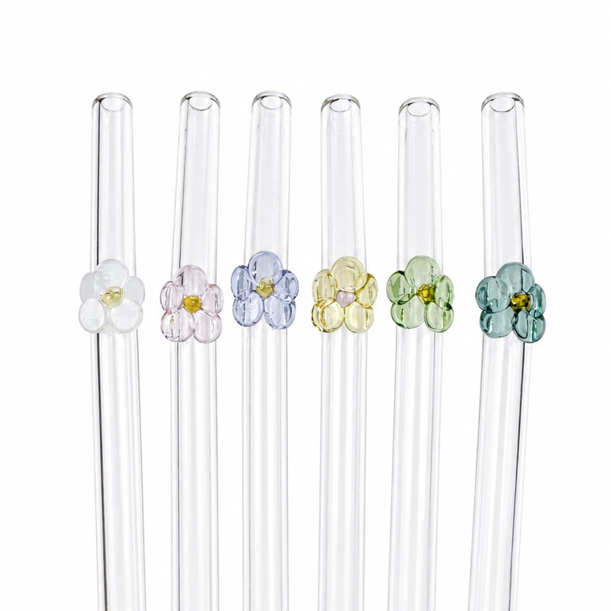 Colorful Flower Glass Straw