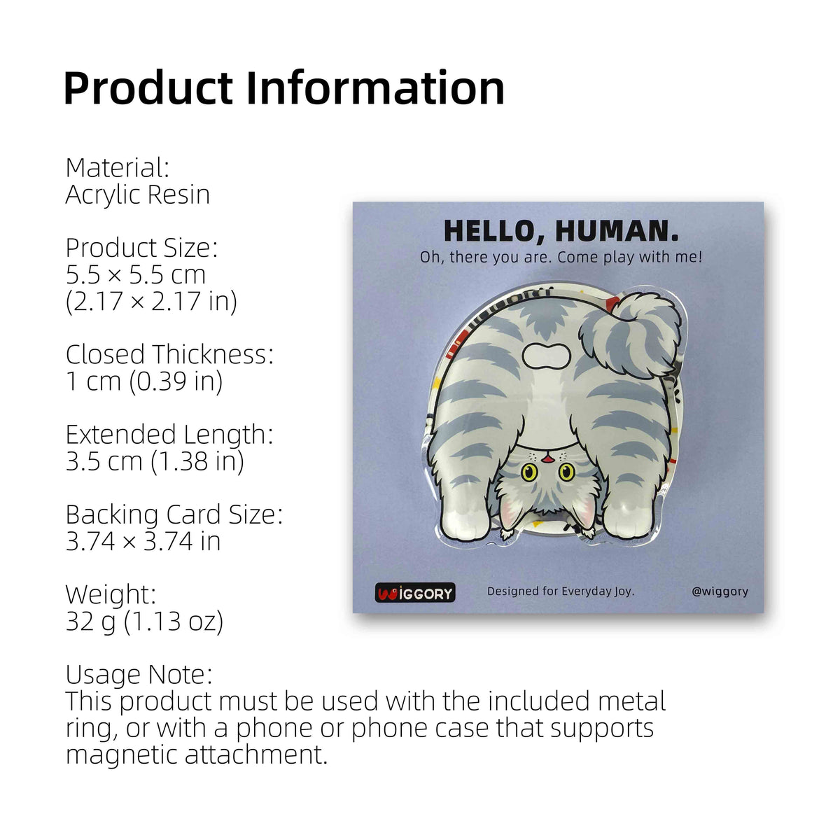 Blue Gray Maine Coon Magnetic Phone Stand